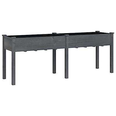 Plantenbak met voering 203x53x76 cm massief vurenhout grijs