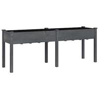 Plantenbak met voering 203x53x76 cm massief vurenhout grijs - thumbnail