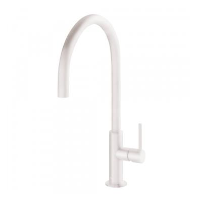 Keukenmengkraan Tres Study Exclusive 1-Hendel Uitloop Gebogen 26 cm Rond Mat Wit