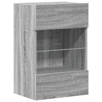 Wandkasten met LED-verlichting voor tv 2 st 40x30x60,5 cm grijs sonoma eiken - thumbnail