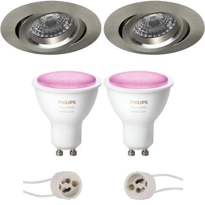 GU10 Inbouwspot Set - Mat Wit - Vierkant - Philips - MASTER 927 36D VLE - DimTone Dimbaar - Pragmi Rodos Pro - 4.9W - Warm Wit 2200K-2700K - 93mm