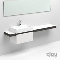 Wastafelblad Clou Match Me Rechthoek 210x38x8cm MDF Zwart Eiken/Wit - thumbnail