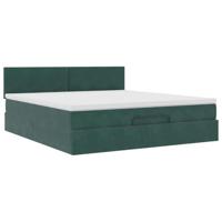 Ottoman bed met matras 160x200cm fluweel donkergroen - thumbnail
