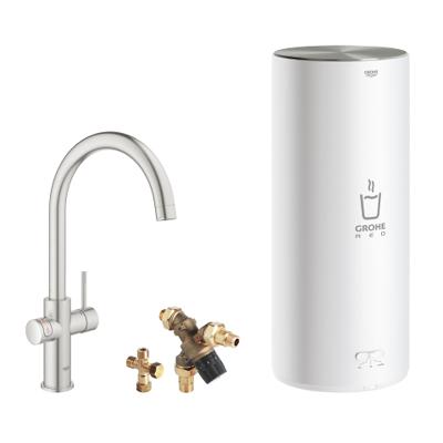 Kokendwaterkraan GROHE Red New Duo met C Uitloop en L Size Boiler RVS