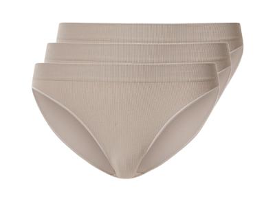 esmara Set van 3 geribde dames onderbroeken (Beige, L (44/46))