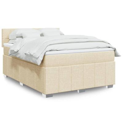 Boxspring met matras stof crèmekleurig 140x200 cm