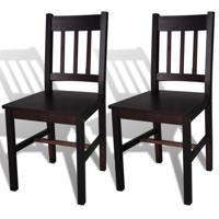 VidaXL Eetkamerstoelen 2 st grenenhout donkerbruin - thumbnail
