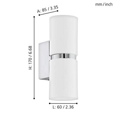 Eglo Led wandlampPassa Up - Down 2x3,3w - wit met grijs - 95368