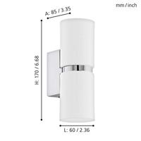 Eglo Led wandlampPassa Up - Down 2x3,3w - wit met grijs - 95368 - thumbnail