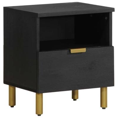 Nachtkastje 40x33x46 cm bewerkt hout zwart