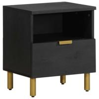 Nachtkastje 40x33x46 cm bewerkt hout zwart - thumbnail
