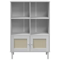 Boekenkast SENJA rattan-look 90x35x130 cm grenenhout wit - thumbnail