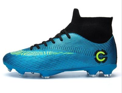 Outdoor High-Top anti-slip Soccer cleats training sneakers voor mannen grootte: 37 (2039 blauwe lange nagel)