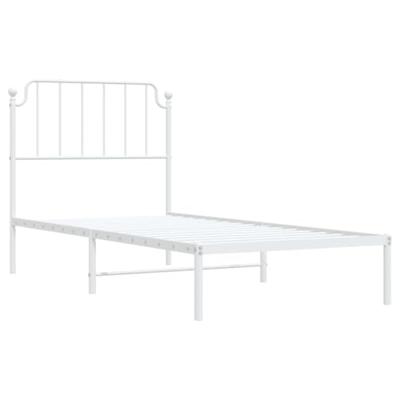 Bedframe met hoofdbord metaal wit 90x200 cm