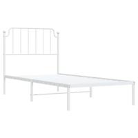 Bedframe met hoofdbord metaal wit 90x200 cm - thumbnail