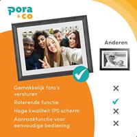 Pora&co Digitale Fotolijst met WiFi & Frameo App 10 inch, wit / bruin - thumbnail