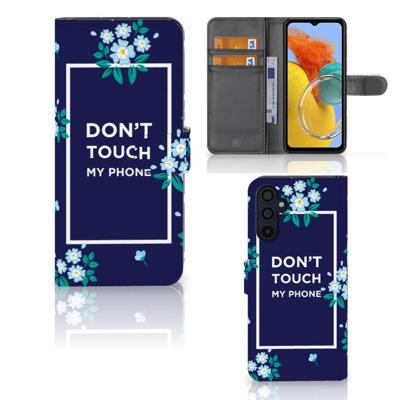Samsung Galaxy M14 Portemonnee Hoesje Flowers Blue DTMP Samsung Galaxy M14 Portemonnee Hoesje Flowers Blue DTMP