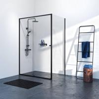 Sealskin Contour schuifdeur met zijwand 140x90 cm, 200 cm hoog, zwart, 6 mm helder veiligheidsglas CCD101496195100 - thumbnail