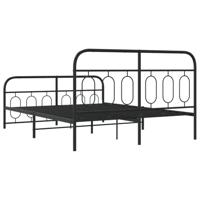 Bedframe met hoofd- en voeteneinde metaal zwart 135x190 cm - thumbnail