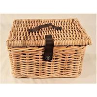 Pit-rieten koffer mand + deksel naturel - thumbnail