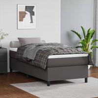 Boxspring met matras kunstleer grijs 100x200 cm - thumbnail