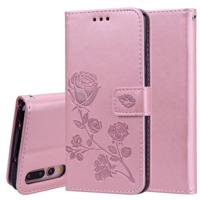 Rose reliëf horizontale Flip PU lederen case voor Huawei P20 Pro met houder & kaartsleuven & portemonnee (Rose goud) - thumbnail