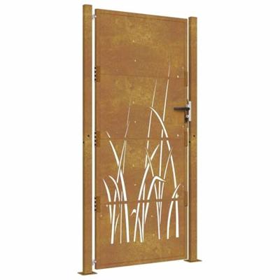 VidaXL Poort grasontwerp 105x205 cm cortenstaal