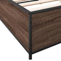 Bedframe bewerkt hout metaal bruin eikenkleur 135x190 cm - thumbnail