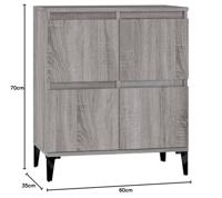 Dressoir 60x30x75 cm bewerkt hout grijs sonoma eikenkleurig - thumbnail