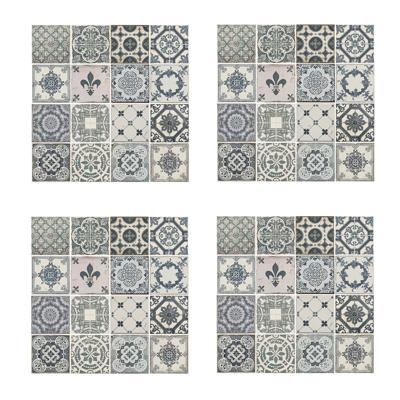 Walplus muursticker Vintage 54 x 54 cm 4 stuks blauw Walplus muursticker Vintage 54 x 54 cm 4 stuks blauw