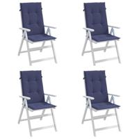 VidaXL Stoelkussens 4 st hoge rug stof marineblauw - thumbnail
