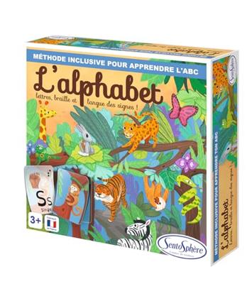 Bordspel - SENTOSFEER - Het Alfabet - Hoofdletters - Kleine letters - Braille - Gebarentaal - Vanaf 3 jaar