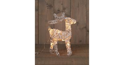 Kerstverlichting Batterijverlichting hert 37 cm jute/katoen/glitter 10 LED warm wit Anna's collection - Annas collection