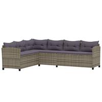 6-delige Loungeset met kussens poly rattan grijs - thumbnail