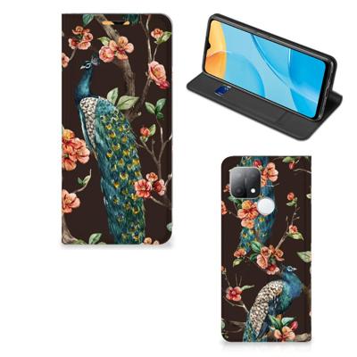 OPPO A15 | Hoesje maken | Pauw met Bloemen