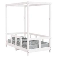 Kinderbedframe 70x140 cm massief grenenhout wit - thumbnail