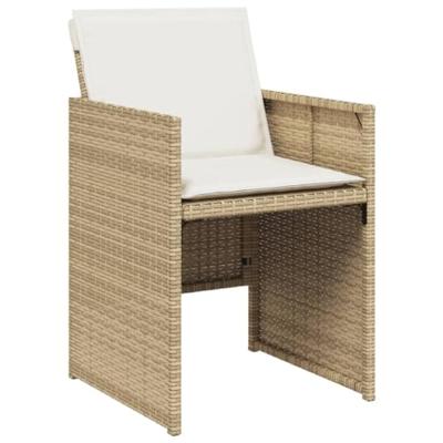 Tuinstoelen 4 st met kussens poly rattan beige - thumbnail