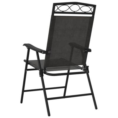 Tuinstoelen 2 st inklapbaar staal en textileen gemleerd grijs - thumbnail