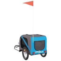 Hondenfietstrailer oxford stof en ijzer blauw en grijs - thumbnail
