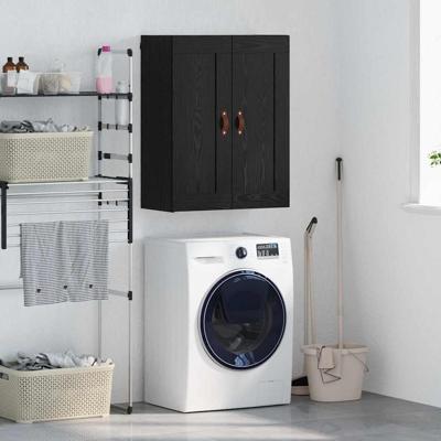 Wandkast Zwart Eiken 69,5 x 34 x 90 cm Bewerkt hout