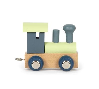 Small Foot - houten lettertrein polar - locomotief blauw groen