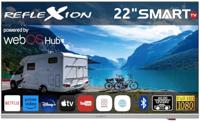 REFLEXION LDDX22IBT+ Smart LED-tv, aangedreven door webOSHub, 55 cm (22 inch), frameloze camping/boot/vrachtwagen tv, Slimline, 12/24/230 volt, Full HD, Triple Tuner, Bluetooth, WLAN, zwart/zilver - thumbnail
