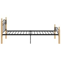 Bedframe metaal en massief eikenhout zwart 90x200 cm - thumbnail