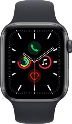 Refurbished Watch SE 44MM Spacegrijs Middernacht Sportbandje Als nieuw Nee (marge product)