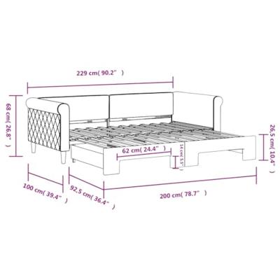 Slaapbank met onderschuifbed 90x200 cm fluweel geel