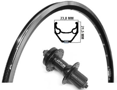 Kgs achterwiel 28 inch (622) zac421 zw/zil disk 8-10 sp 6 bout uitval