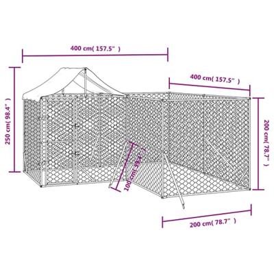 Hondenkennel met dak 4x4x2,5 m gegalvaniseerd staal zilver