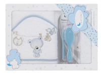 Interbaby badcape waslijn junior 100 x 100 cm katoen wit/blauw - thumbnail