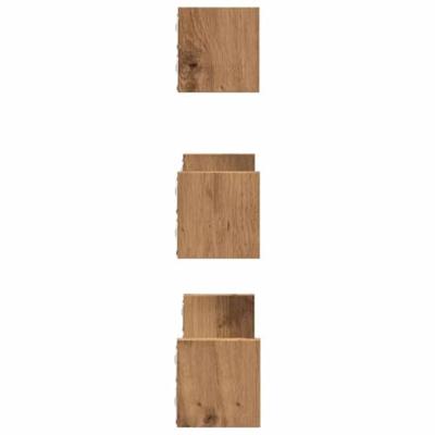 Wandschappen 3 st bewerkt hout artisanaal eiken