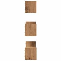 Wandschappen 3 st bewerkt hout artisanaal eiken - thumbnail